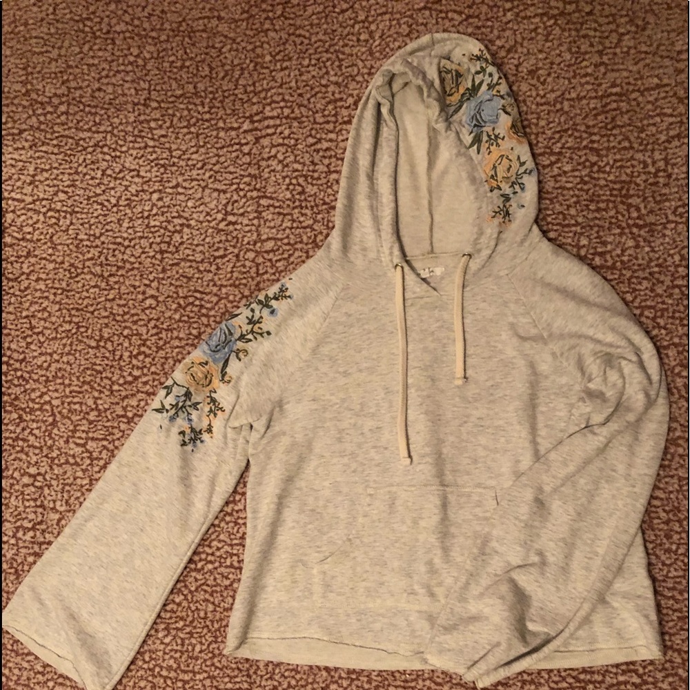 Flowered Gray Hoodie